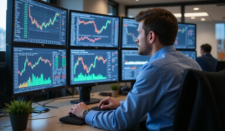 Financial expert analyzing market trends