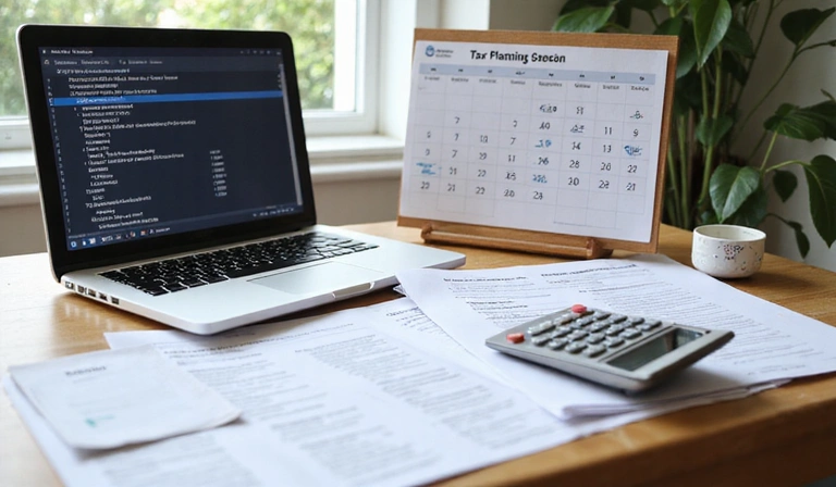 Tax documents and calculator
