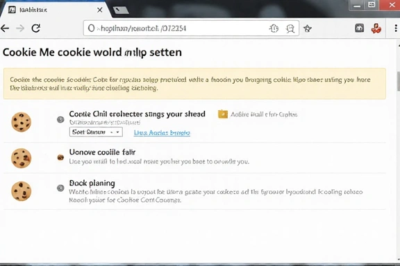 Browser settings for managing cookies