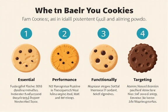 Different types of cookies used on websites